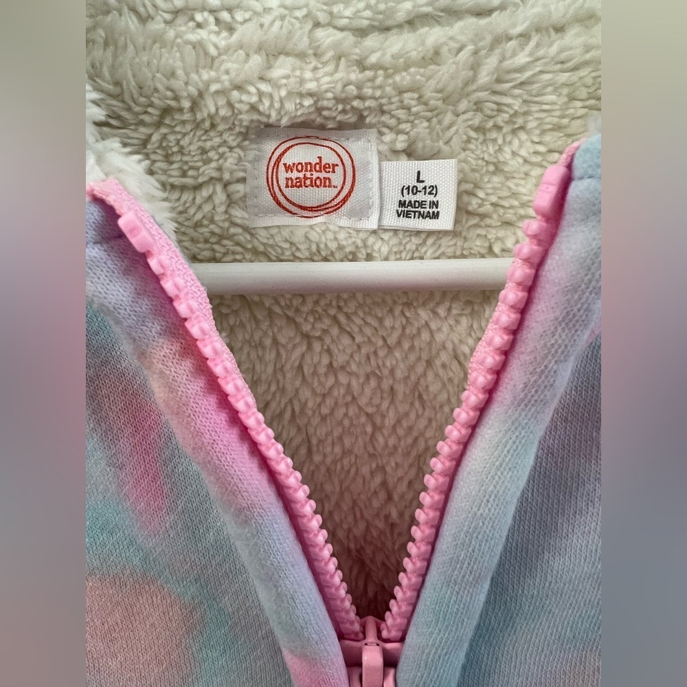 Wonder Nation Girls Kid Tough Zip Hoodie with Faux Shearling Lining,Size L 10-12 - Picture 9 of 12